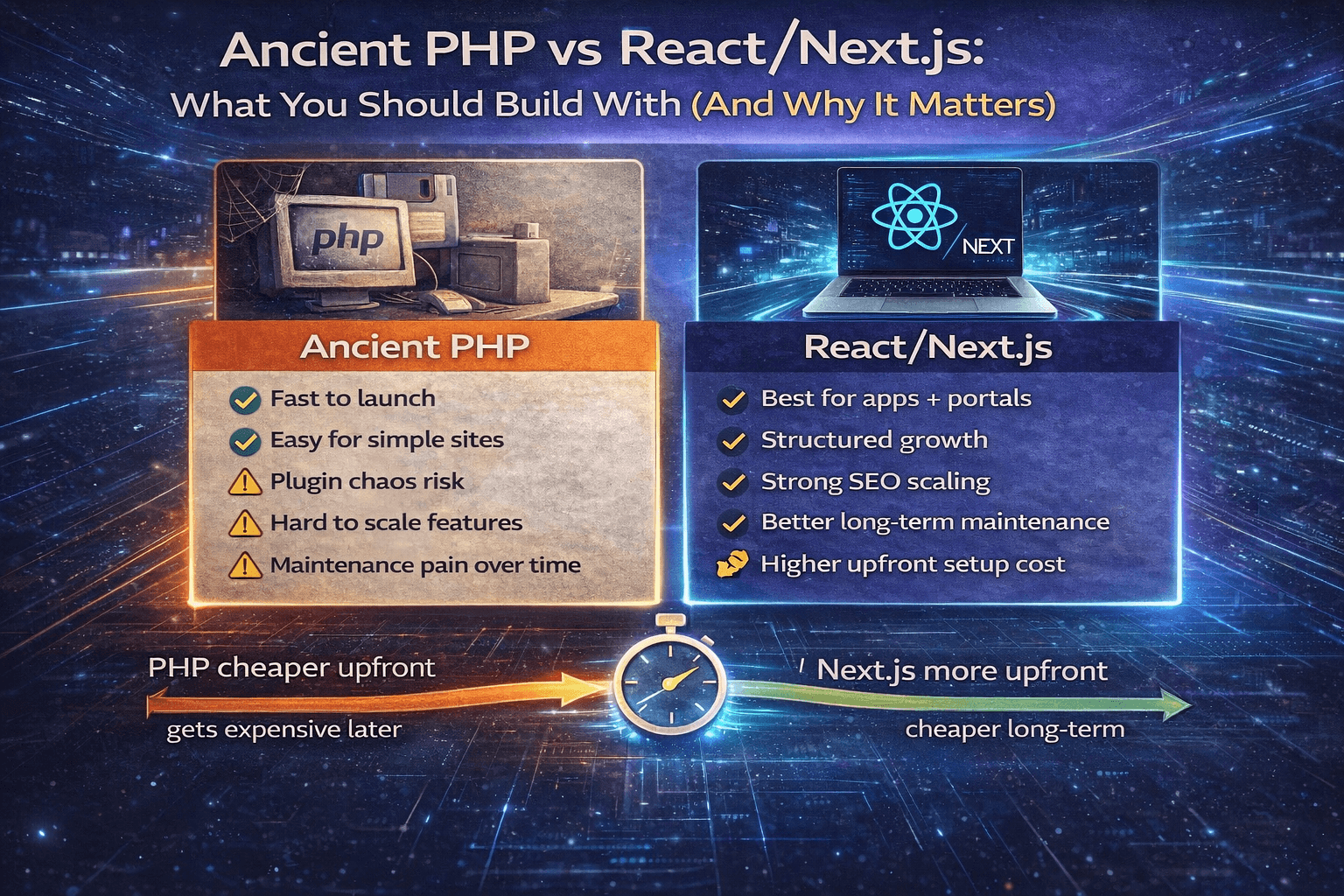 Ancient PHP vs React/Next.js: What You Should Build With (And Why It Matters)